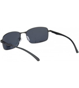 Rectangular Mens Polarized Lens Aluminum Arm Metal Rim Light Weight Agent Sunglasses - Gunmetal Black - CF18QNNESS0 $22.64