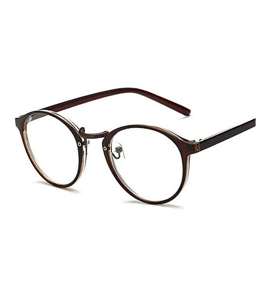 Round Retro Fashion Round Distance Glasses Full Rims - 2.00 Lens Nearsighted Eyewear Everyday Use Mens Womens - Brown - CZ18R...