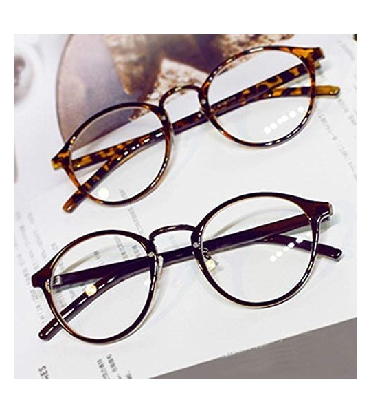 Round Retro Fashion Round Distance Glasses Full Rims - 2.00 Lens Nearsighted Eyewear Everyday Use Mens Womens - Brown - CZ18R...