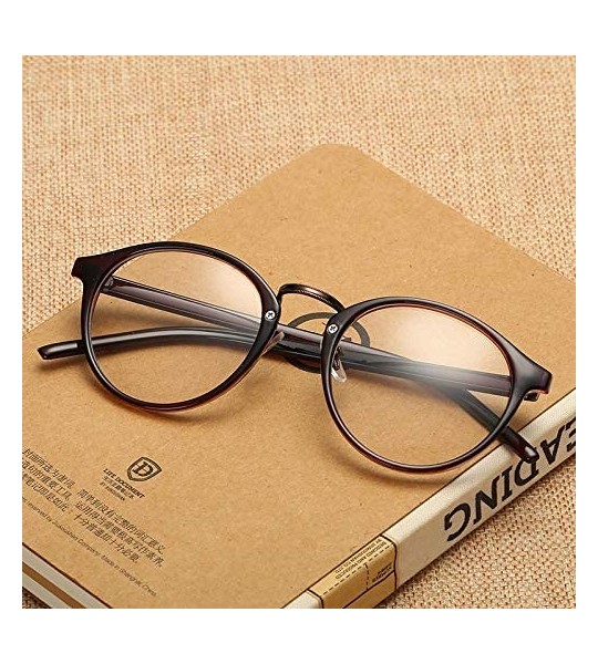 Round Retro Fashion Round Distance Glasses Full Rims - 2.00 Lens Nearsighted Eyewear Everyday Use Mens Womens - Brown - CZ18R...