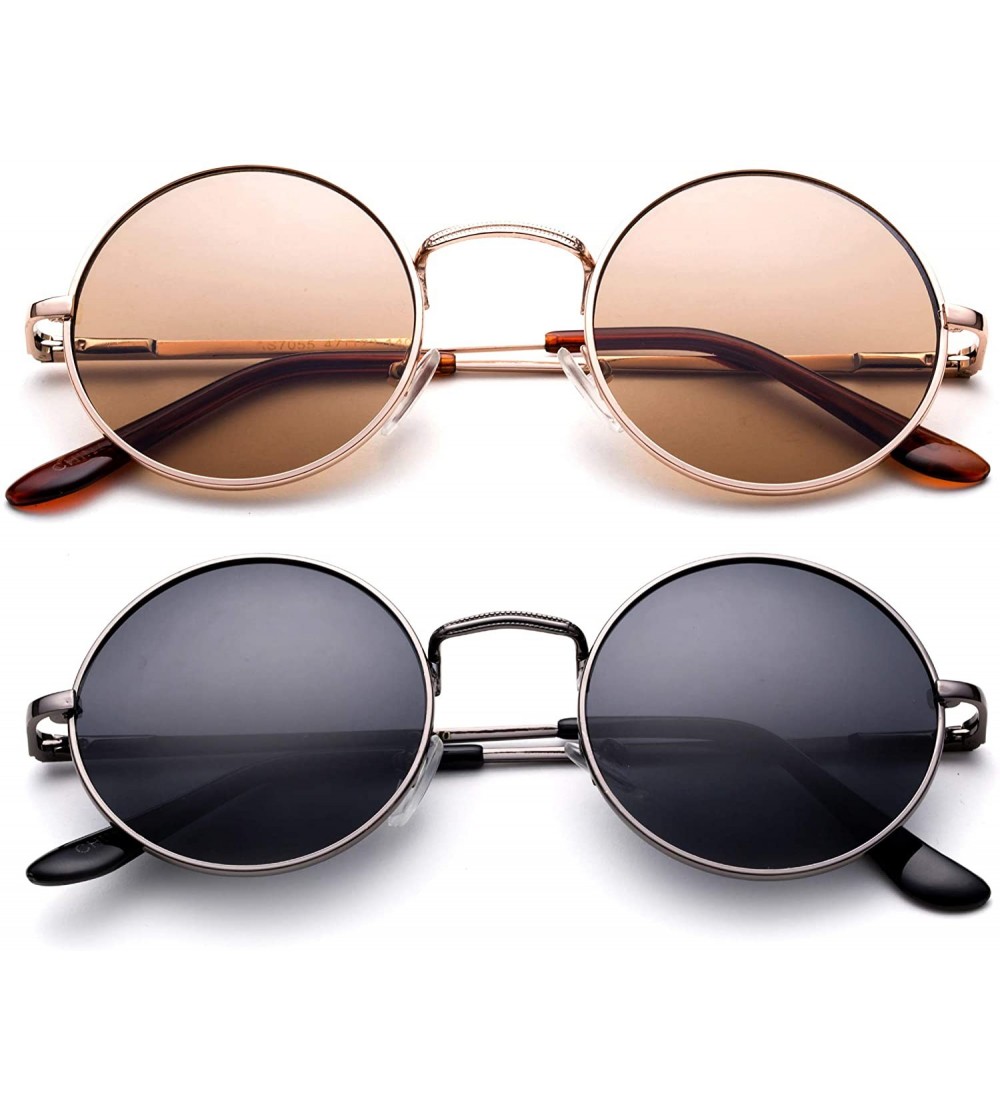Round Round Retro John Lennon Sunglasses & Clear Lens Glasses Vintage Round Sunglasses - CZ18XKX7Z9D $27.27