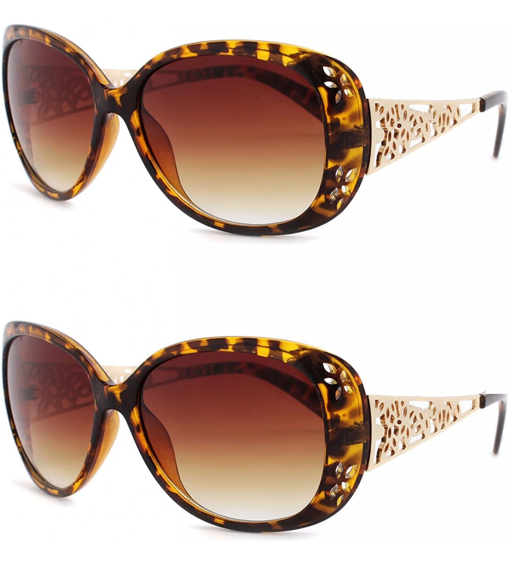 Oversized Designer Women oversized Fashion Sunglasses P4007 - 2 Pcs Tort-gradientbrown & Tort-gradientbrown - CL12K2ZMRPP $30.03
