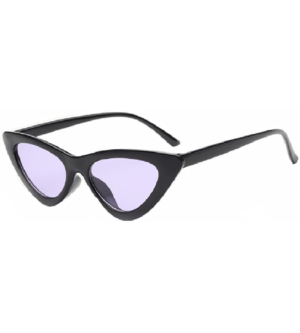 Cat Eye Cat Eyes Sunglasses for Women - Vintage Ladies Triangular Glasses Goggle - Black/Purple - CB18ETWWZTI $20.87