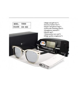 Aviator Retro Round Sunglasses Men Brand Designer Women Polarized Sun Y9800 C1 BOX - Y9800 C4 Box - CQ18XDWX5C5 $30.54