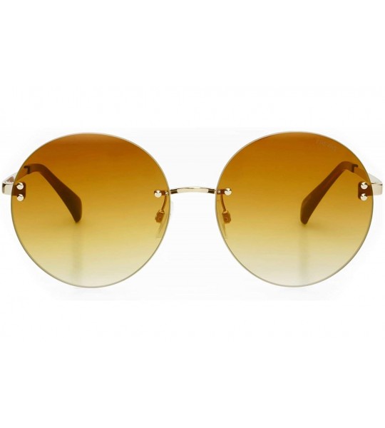 Oversized Lisa Large Oversized Round Circle Womens Fashion Designer Sunglasses - Gold / Gold - C218NCIYWXU $67.25