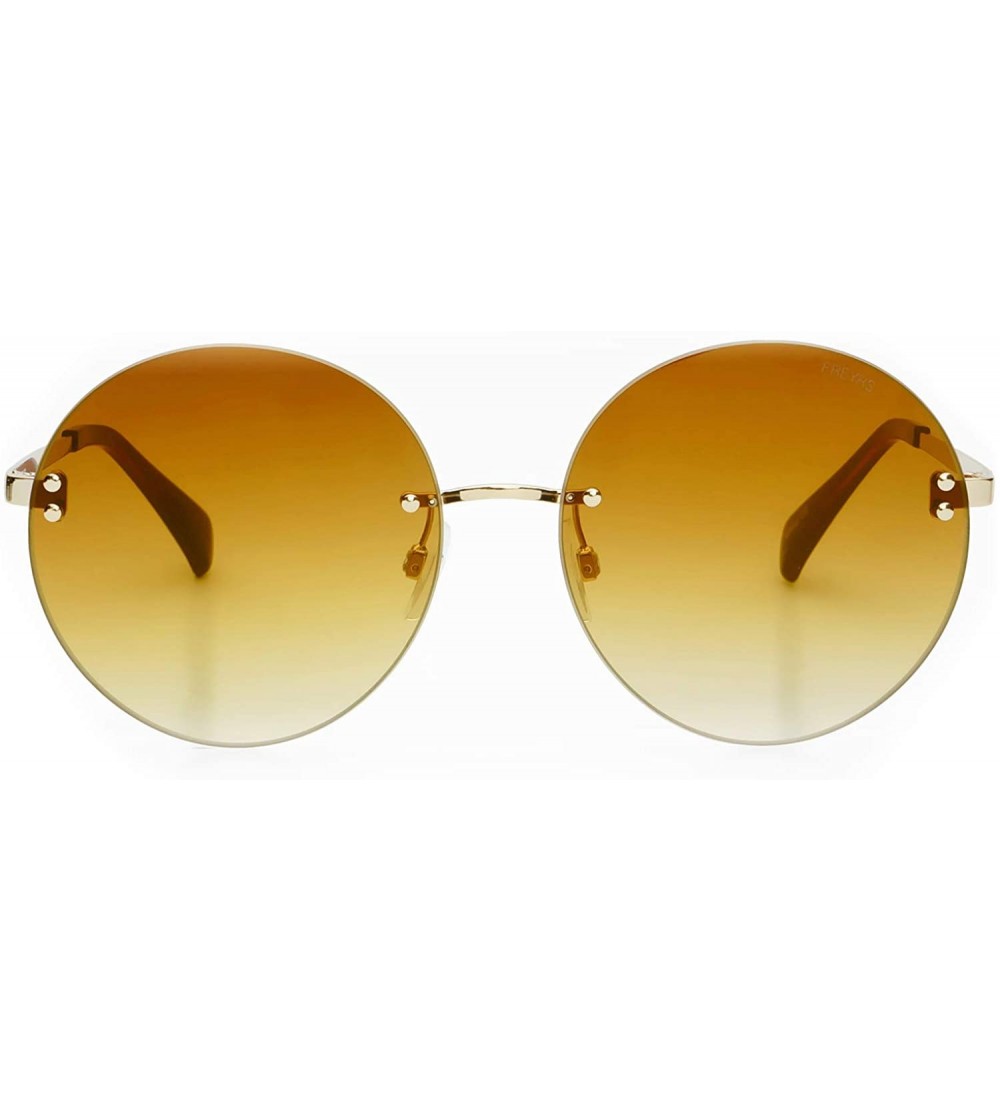 Oversized Lisa Large Oversized Round Circle Womens Fashion Designer Sunglasses - Gold / Gold - C218NCIYWXU $67.25