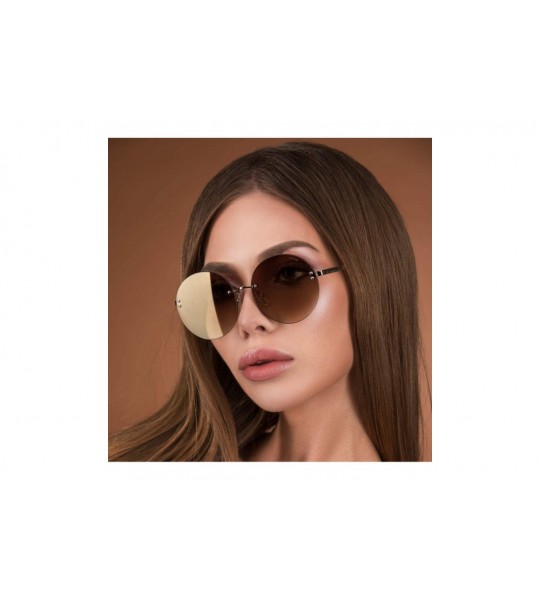 Oversized Lisa Large Oversized Round Circle Womens Fashion Designer Sunglasses - Gold / Gold - C218NCIYWXU $67.25