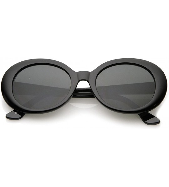 Oval Large Clout Goggles Thick Oval Frame Sunglasses with Round Lens 53mm - Black / Smoke - CI182EGKDZ2 $20.53