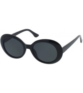 Oval Large Clout Goggles Thick Oval Frame Sunglasses with Round Lens 53mm - Black / Smoke - CI182EGKDZ2 $20.53