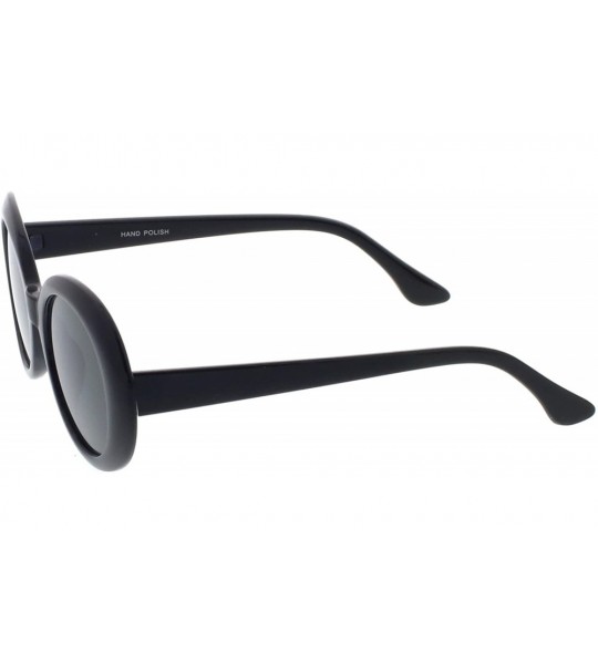 Oval Large Clout Goggles Thick Oval Frame Sunglasses with Round Lens 53mm - Black / Smoke - CI182EGKDZ2 $20.53