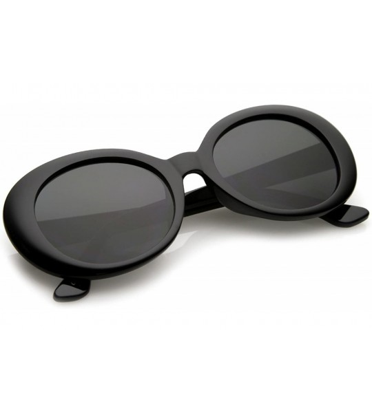 Oval Large Clout Goggles Thick Oval Frame Sunglasses with Round Lens 53mm - Black / Smoke - CI182EGKDZ2 $20.53