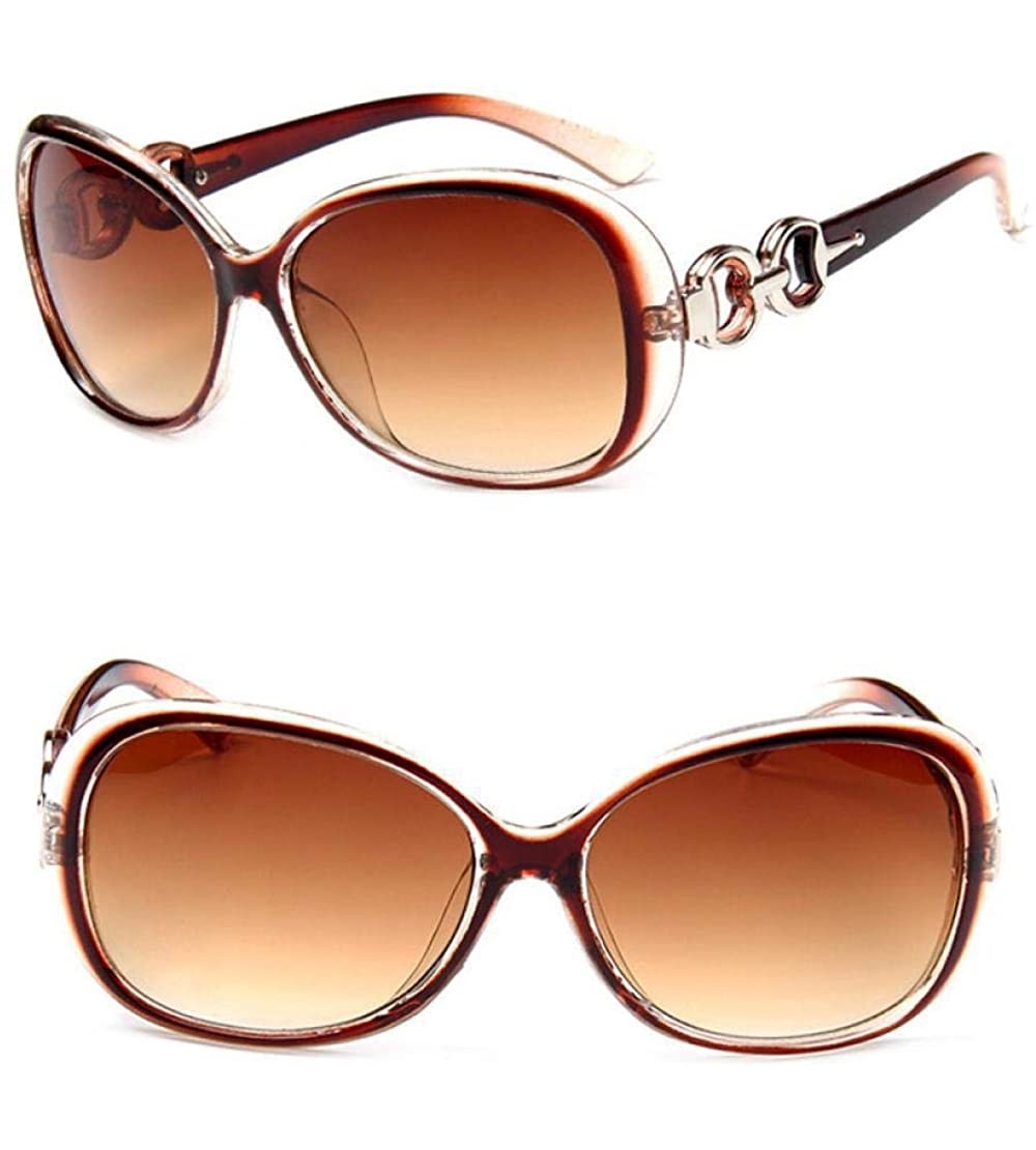 Aviator 2019 Oversized Gradient Ladies Sunglasses Women Brand Designer Classic Black - Tea - C318Y3OLHM0 $18.79