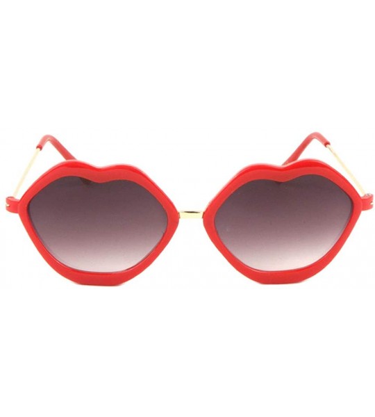 Butterfly Lips Shape Thick Frame Thin Temple Sunglasses - Black Red - CV1987EZZ7H $27.43