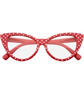 Oversized Fashion Classic Vintage Eyewear Cat Eye Designer Shades Frame Sunglasses - Clear Red Polka Dot - CE195UZRGCA $19.08