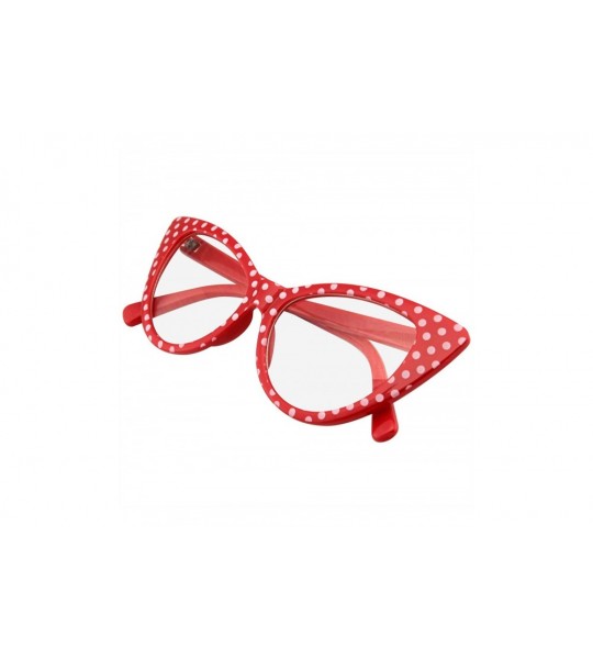 Oversized Fashion Classic Vintage Eyewear Cat Eye Designer Shades Frame Sunglasses - Clear Red Polka Dot - CE195UZRGCA $19.08