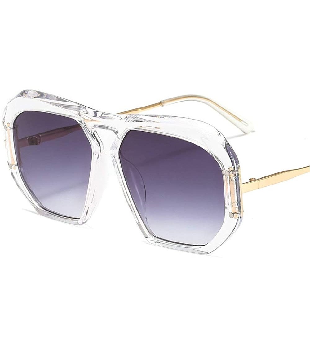 Goggle Gradient Oversized Sunglasses Designer Transparent - Clear&gray - CL18LH28ES7 $23.42