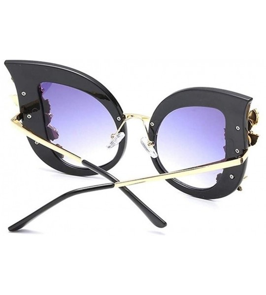 Cat Eye Cat Eye Sunglasses with Diamond Flower Decoration for Women - C5 Green Frame - CV1987AYCDN $29.24