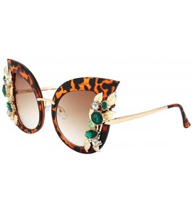 Cat Eye Cat Eye Sunglasses with Diamond Flower Decoration for Women - C5 Green Frame - CV1987AYCDN $29.24