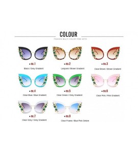 Cat Eye Cat Eye Sunglasses with Diamond Flower Decoration for Women - C5 Green Frame - CV1987AYCDN $29.24