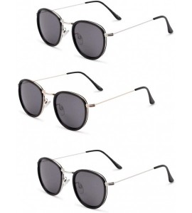 Round Reading Sunglasses Pair Esteemed Bifocal - Black - C318IGL0ONQ $35.77