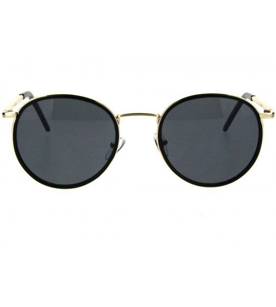 Round 90s Classic TV Star Round Oval Double Rim Retro Sunglasses - Gold Black - CG18QHAH94A $23.43