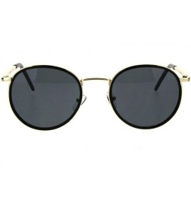 Round 90s Classic TV Star Round Oval Double Rim Retro Sunglasses - Gold Black - CG18QHAH94A $23.43