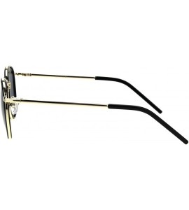 Round 90s Classic TV Star Round Oval Double Rim Retro Sunglasses - Gold Black - CG18QHAH94A $23.43