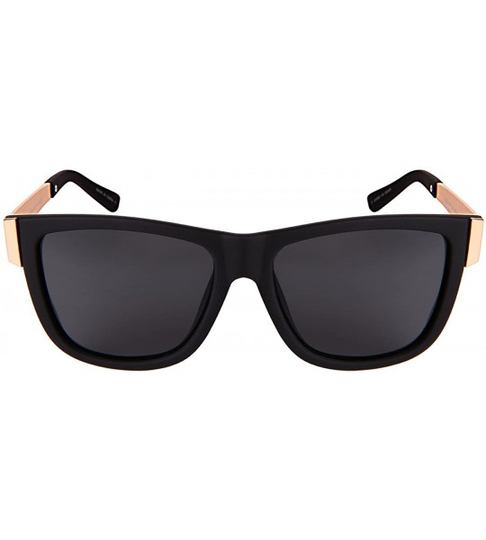 Square Rubberized Square Sunnies w/Polarized Lens 541036SF-P - Matte Black - C3182EU7ZYS $20.02