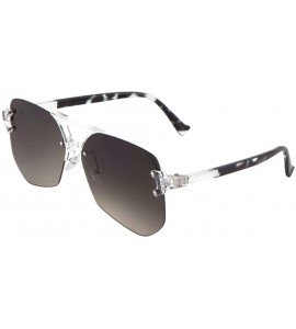 Aviator Wynwood Rimless Oversized Flat Lens Aviator Sunglasses - Clear Black Leopard Frame - CO1857UN768 $19.94