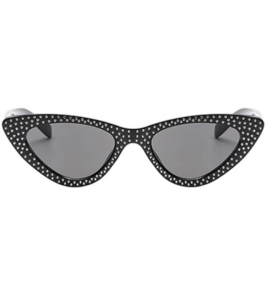 Butterfly Triangle Cat Eye Rhinestone Butterfly Women Sunglasses Retro Vintage - Black Frame & Gray Lens - C518CX6RLXN $18.68