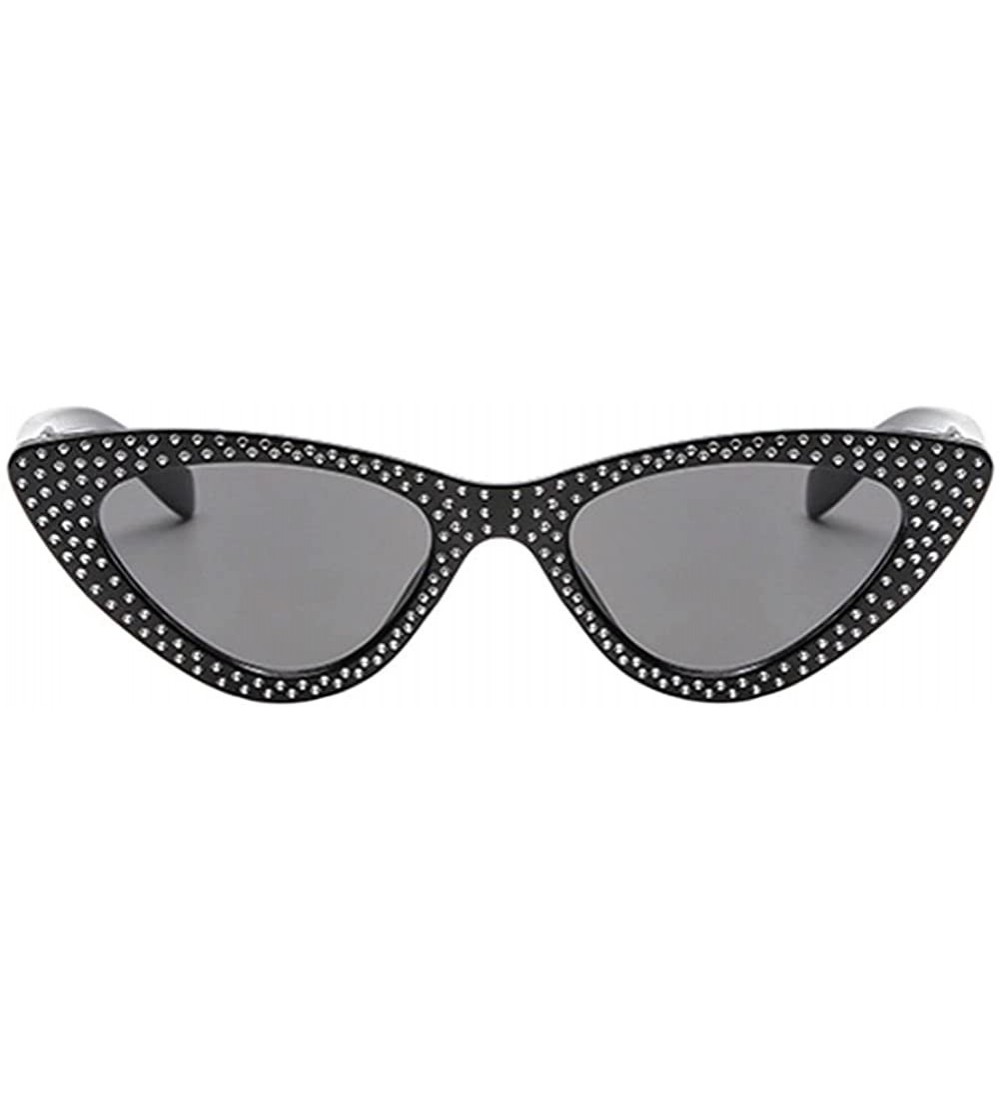 Butterfly Triangle Cat Eye Rhinestone Butterfly Women Sunglasses Retro Vintage - Black Frame & Gray Lens - C518CX6RLXN $18.68