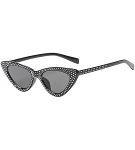 Butterfly Triangle Cat Eye Rhinestone Butterfly Women Sunglasses Retro Vintage - Black Frame & Gray Lens - C518CX6RLXN $18.68