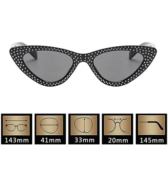 Butterfly Triangle Cat Eye Rhinestone Butterfly Women Sunglasses Retro Vintage - Black Frame & Gray Lens - C518CX6RLXN $18.68