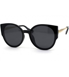 Oversized Womens Polarized Oversize Round Cat Eye Chic Sunglasses - Black Gold Black - C7192AKH0WZ $22.72