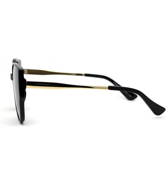 Oversized Womens Polarized Oversize Round Cat Eye Chic Sunglasses - Black Gold Black - C7192AKH0WZ $22.72