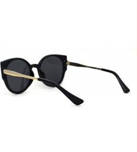 Oversized Womens Polarized Oversize Round Cat Eye Chic Sunglasses - Black Gold Black - C7192AKH0WZ $22.72