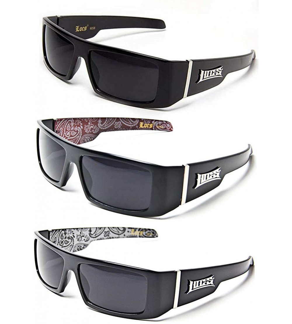 Wrap Gangsta Sunglasses Various Combos 58 Style - 3 Pack Black Plain Red Bandana White Bandan - CY199LWUQ0C $44.78