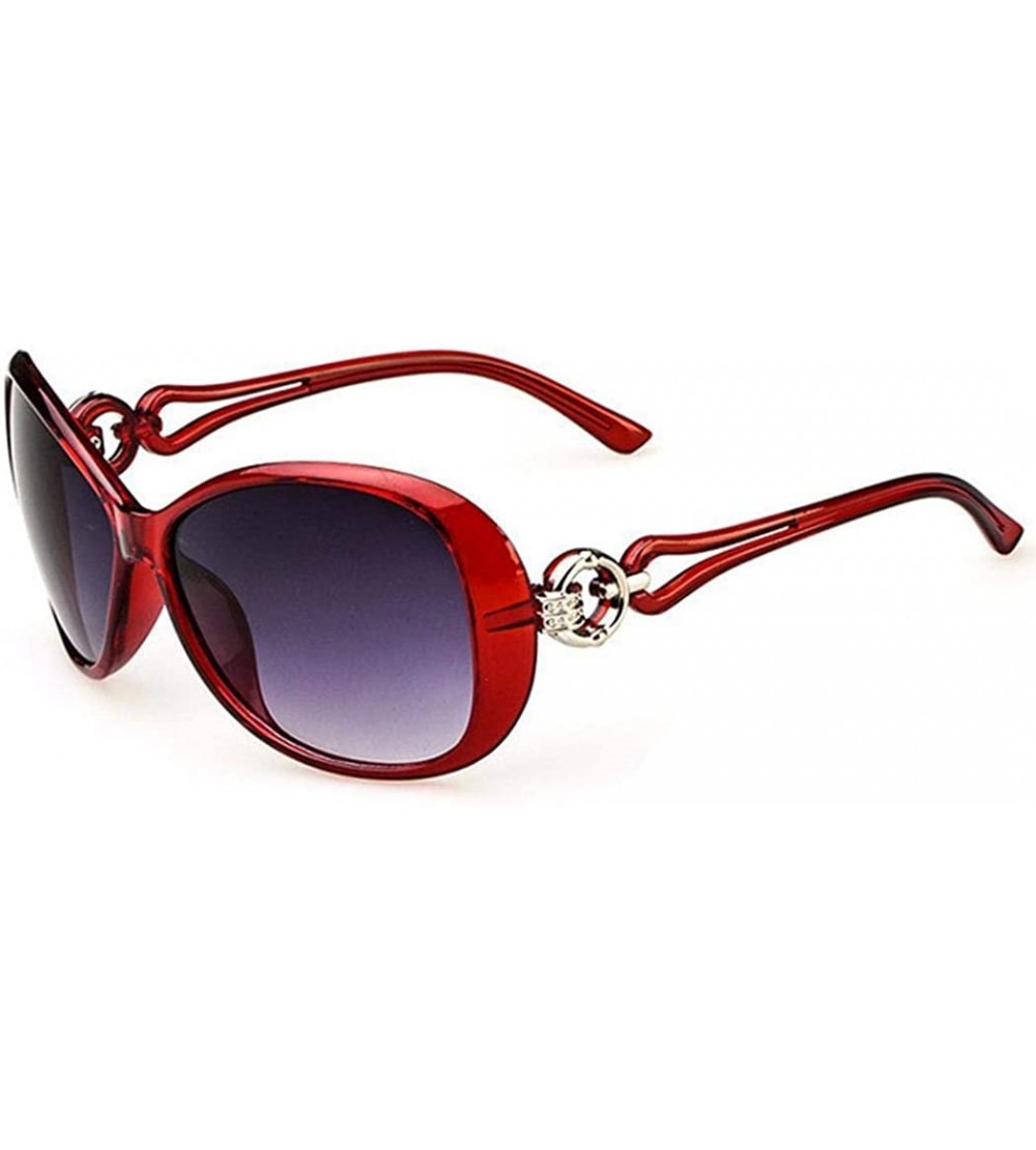 Oval Women Fashion Oval Shape UV400 Framed Sunglasses Sunglasses - Wine Red - CM194LEOTMG $20.05