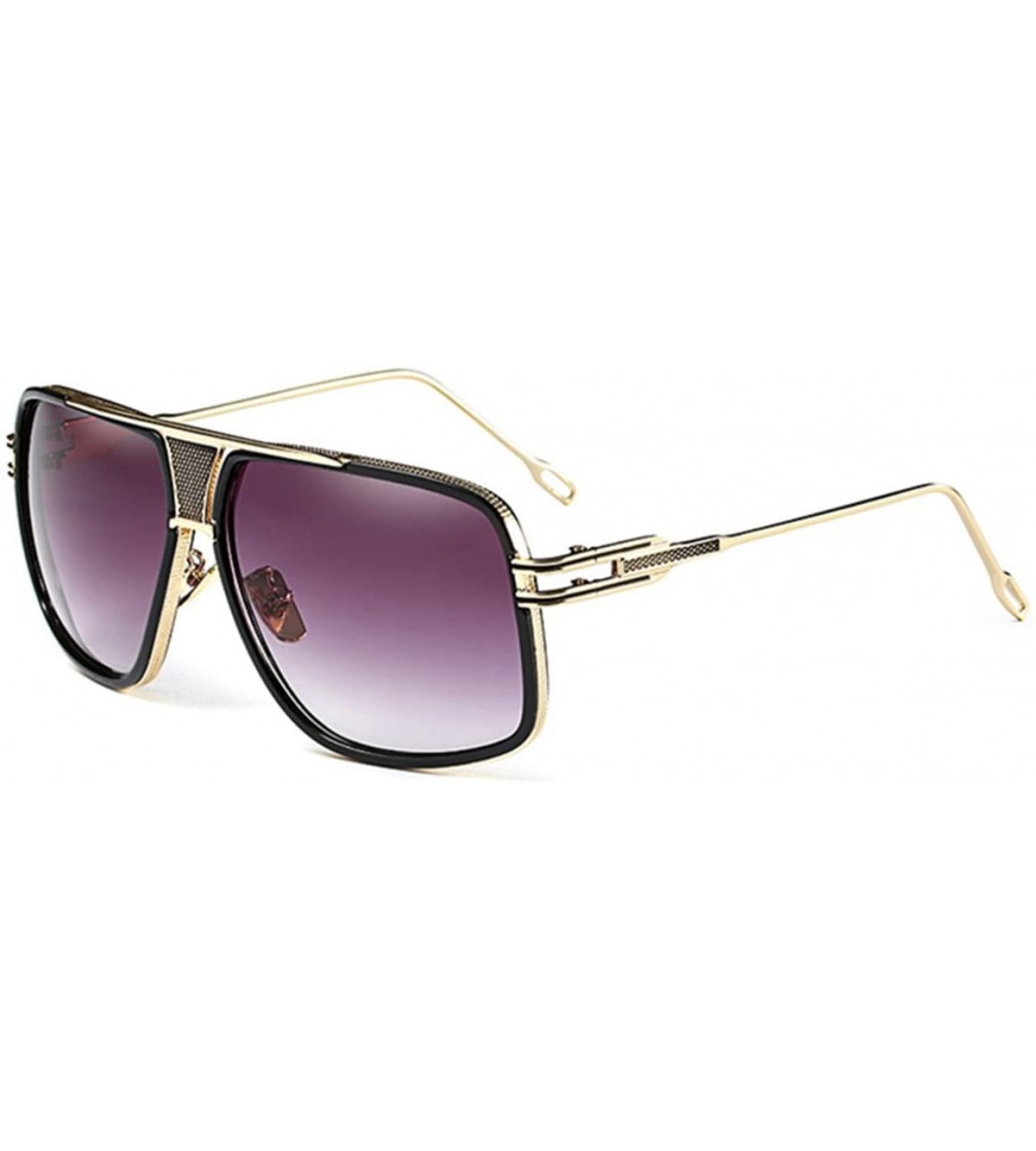 Oversized Double-Bridge Sunglasses Driving Men Oversized Retro Sun Protection Square Metal Eyewear - CM18D7DAQT5 $42.58