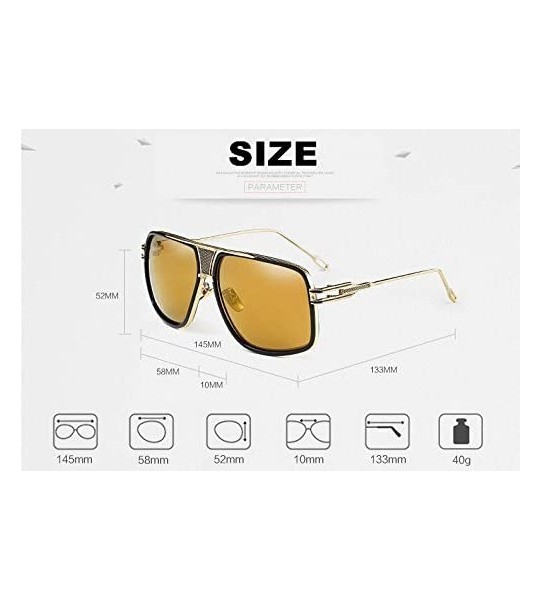 Oversized Double-Bridge Sunglasses Driving Men Oversized Retro Sun Protection Square Metal Eyewear - CM18D7DAQT5 $42.58