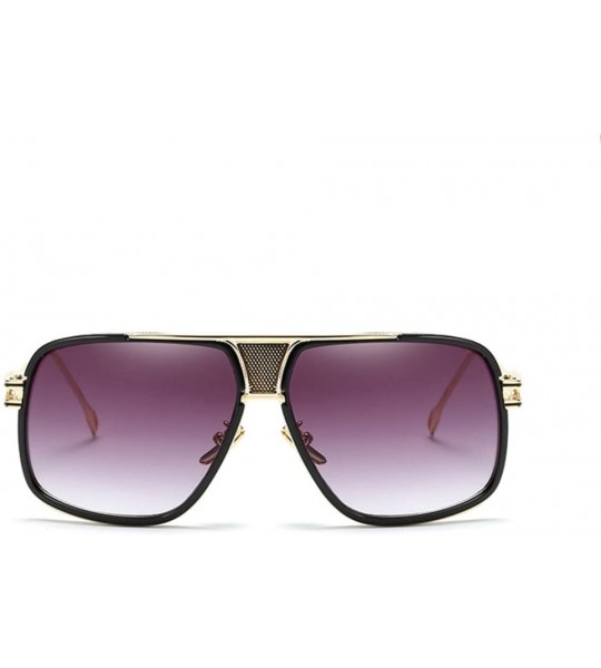 Oversized Double-Bridge Sunglasses Driving Men Oversized Retro Sun Protection Square Metal Eyewear - CM18D7DAQT5 $42.58