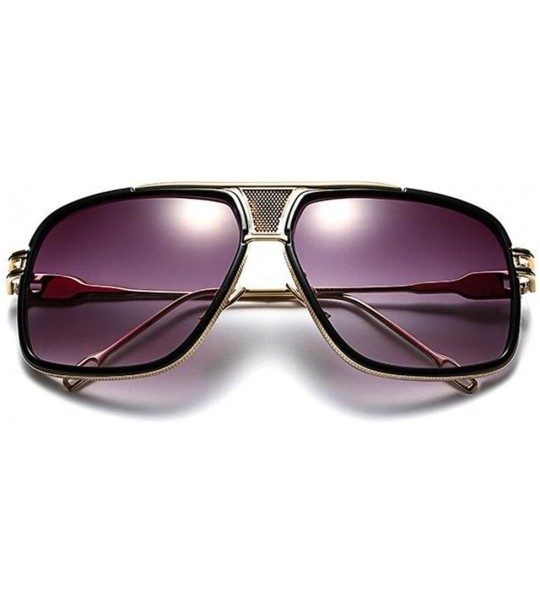 Oversized Double-Bridge Sunglasses Driving Men Oversized Retro Sun Protection Square Metal Eyewear - CM18D7DAQT5 $42.58