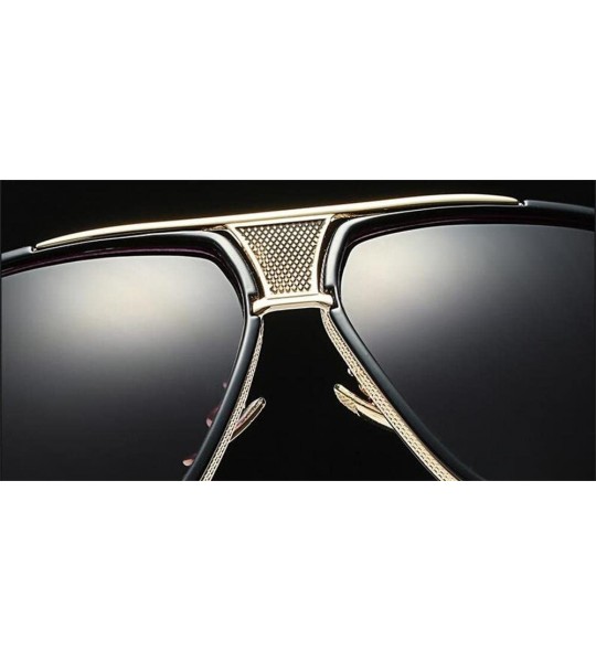 Oversized Double-Bridge Sunglasses Driving Men Oversized Retro Sun Protection Square Metal Eyewear - CM18D7DAQT5 $42.58