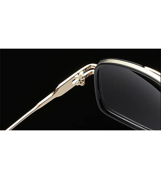 Oversized Double-Bridge Sunglasses Driving Men Oversized Retro Sun Protection Square Metal Eyewear - CM18D7DAQT5 $42.58