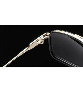 Oversized Double-Bridge Sunglasses Driving Men Oversized Retro Sun Protection Square Metal Eyewear - CM18D7DAQT5 $42.58