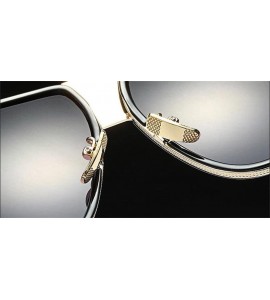 Oversized Double-Bridge Sunglasses Driving Men Oversized Retro Sun Protection Square Metal Eyewear - CM18D7DAQT5 $42.58