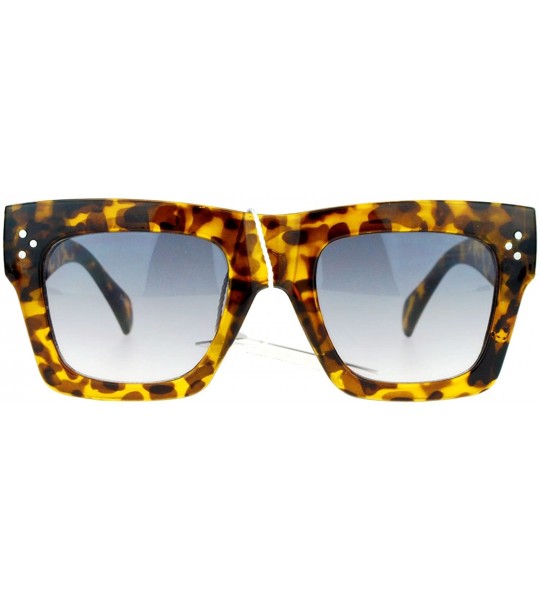 Rectangular Retro Womens Thick Plastic Horned Horn Rim Sunglasses - Tortoise - CW122KQ83H5 $18.40