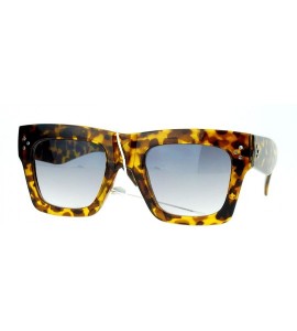 Rectangular Retro Womens Thick Plastic Horned Horn Rim Sunglasses - Tortoise - CW122KQ83H5 $18.40