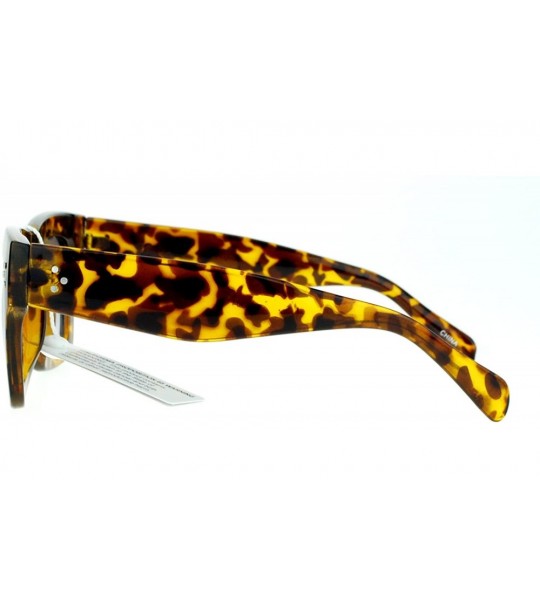 Rectangular Retro Womens Thick Plastic Horned Horn Rim Sunglasses - Tortoise - CW122KQ83H5 $18.40