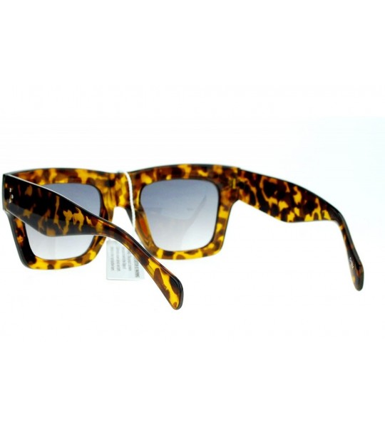 Rectangular Retro Womens Thick Plastic Horned Horn Rim Sunglasses - Tortoise - CW122KQ83H5 $18.40